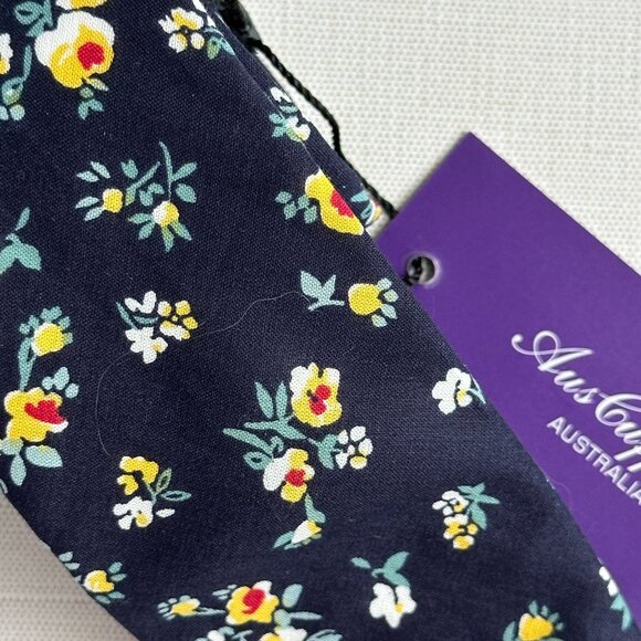 AusCufflinks Men’s Tie NWT Navy Cotton Floral Print Handmade - Picture 12 of 12